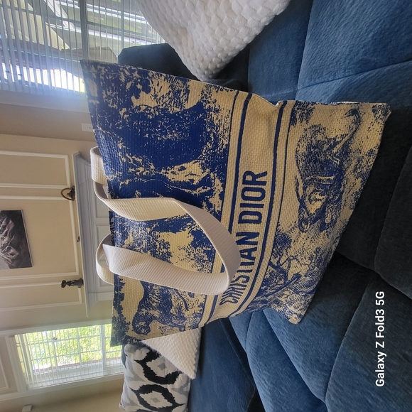 Dior Blue and Cream Designer Tote Bag - Picture 1 of 6